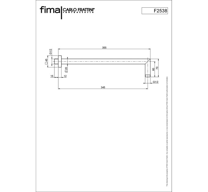 Душовий кронштейн 350 мм Wellness Black matt (F2538NS), Fima