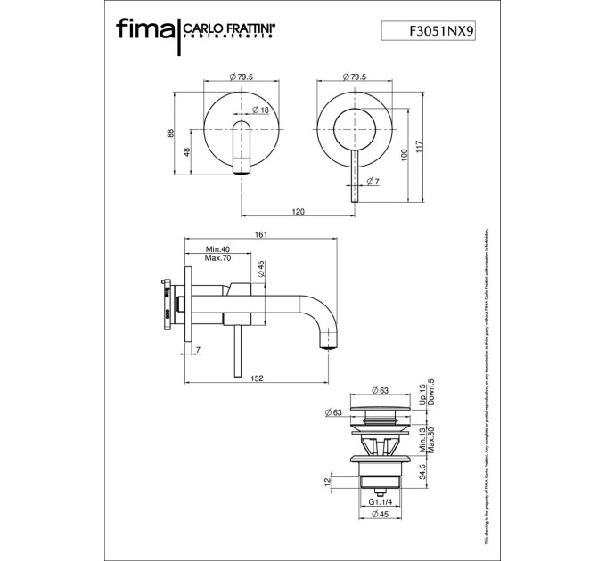 Змішувач для умивальника Spillo Up Black matt F3051X9-3510-3500NS Fima