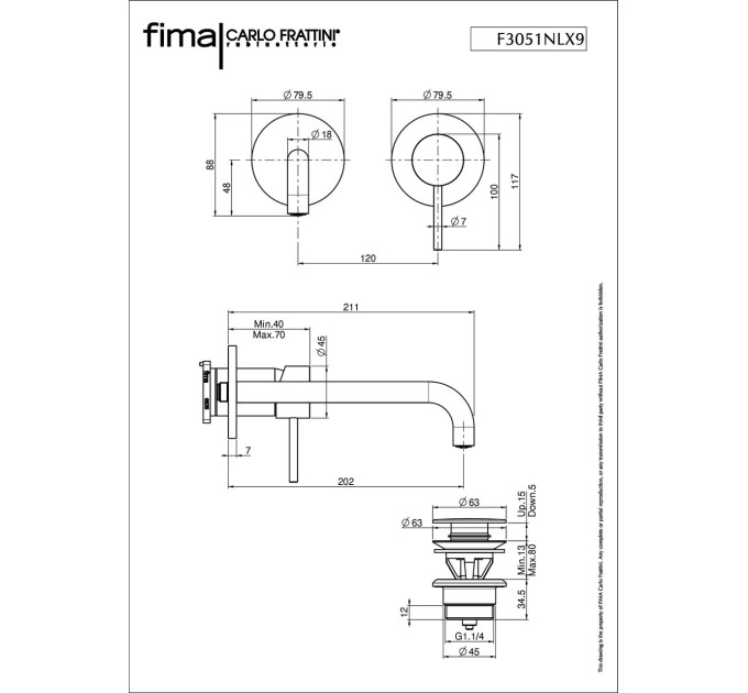 Вбудована частина змішувача (F3600), Fima