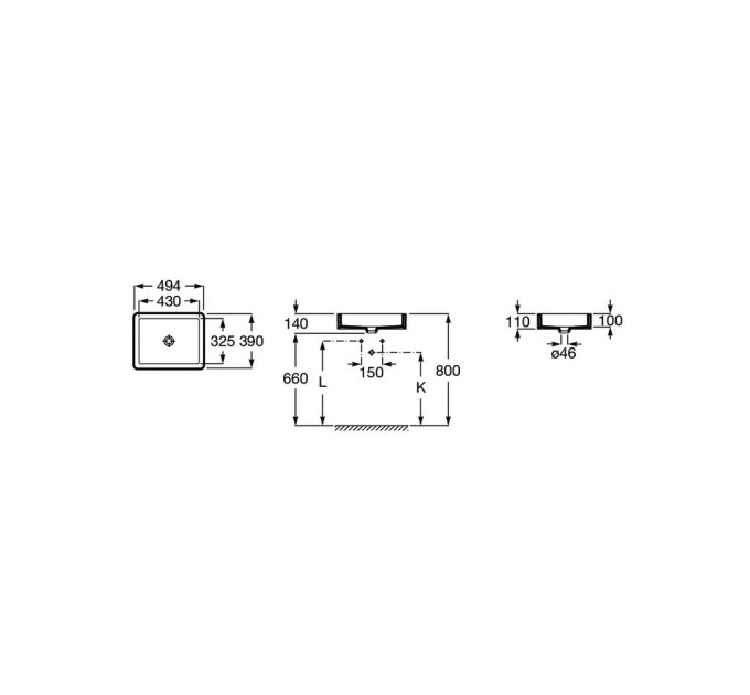 Умивальник Inspira Square 495х390 (A327536000), Roca