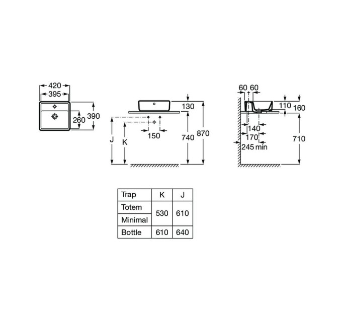 Умивальник Gap Square 420х390 (A3270MM000), Roca