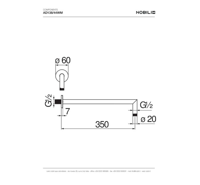 Душовий кронштейн Polar White (AD138-44WM), Nobili
