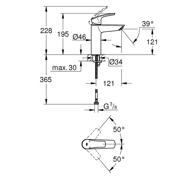 Змішувач для умивальника M-Size Eurosmart New (23324003) Grohe