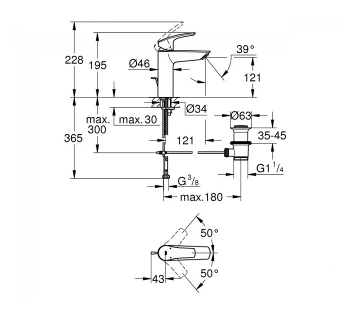 Змішувач для умивальника M-Size Eurosmart New (23322003) Grohe