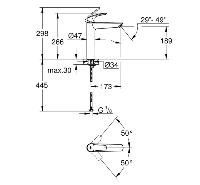 Змішувач для умивальника XL-Size Eurosmart New 23971003 Grohe