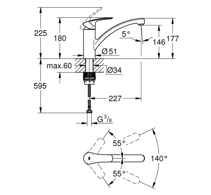 Змішувач для кухні Eurosmart New 33281003 Grohe