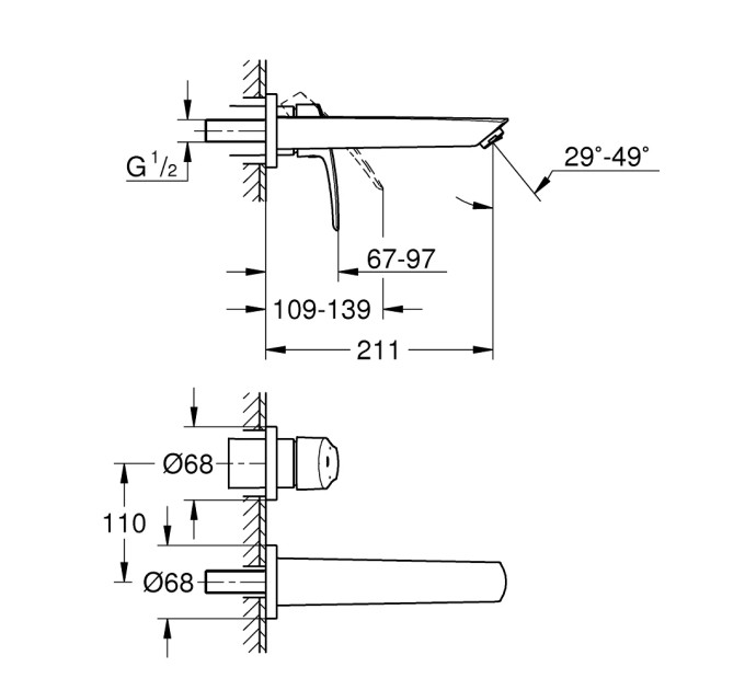 Змішувач для умивальника M-Size Eurosmart New 29338003 Grohe