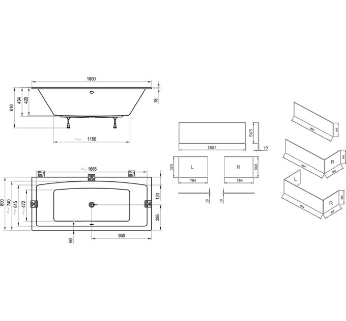 Ванна прямокутна FORMY 02 Slim 180x80 RAVAK