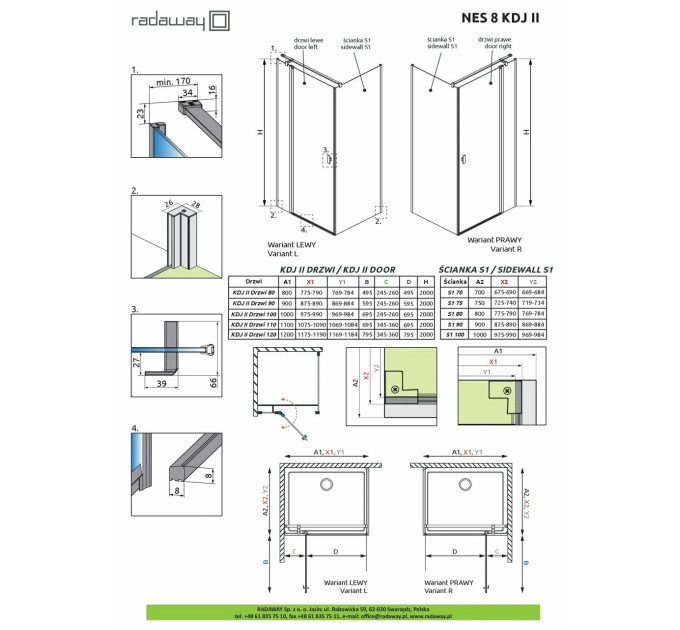 Душові двері NES 8 KDJ II 100 L RADAWAY