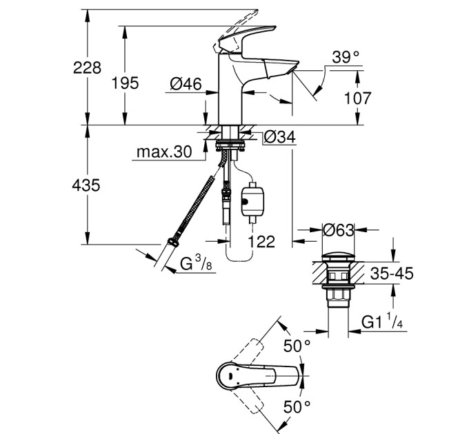 Змішувач для умивальника Eurosmart New (23976003), Grohe