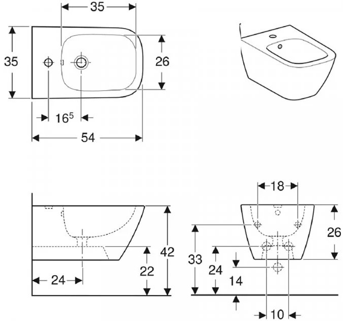 Біде підвісне Smyle Square 500.209.01.1 Geberit