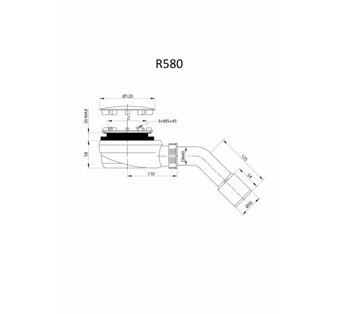 Сифон для піддона D90 R580B RADAWAY