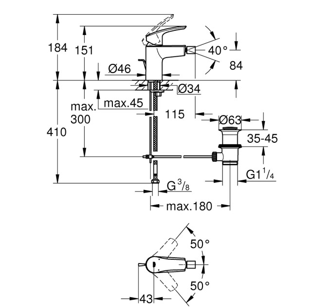 Змішувач для біде S-Size Eurosmart New (32929003), Grohe