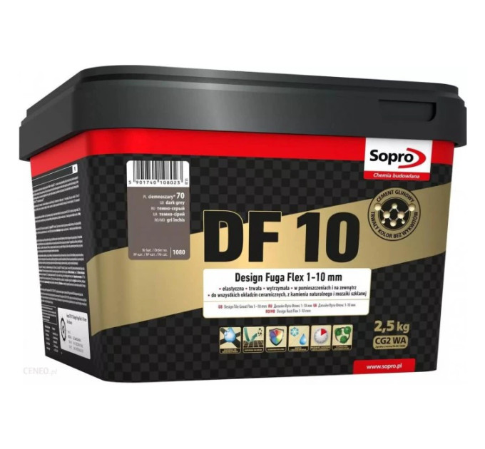 Затирка для швів Sopro DF 10 1080 темно-сіра №70 (2,5 кг)