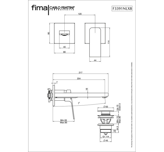 Змішувач для умивальника 200 мм Fit (F3391NLX8CR) Fima