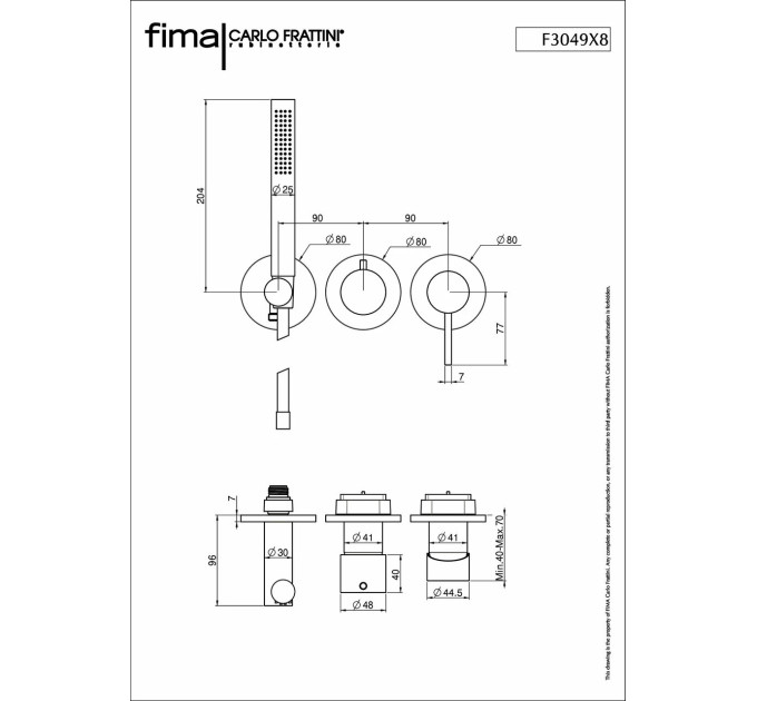 Змішувач для душу Spillo Up Black matt (F3049X8NS) Fima
