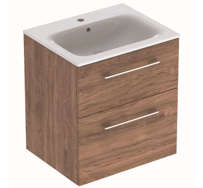 Шафка з умивальником 60 Selnova Square Slim rim Walnut 501.238.00.1 Geberit