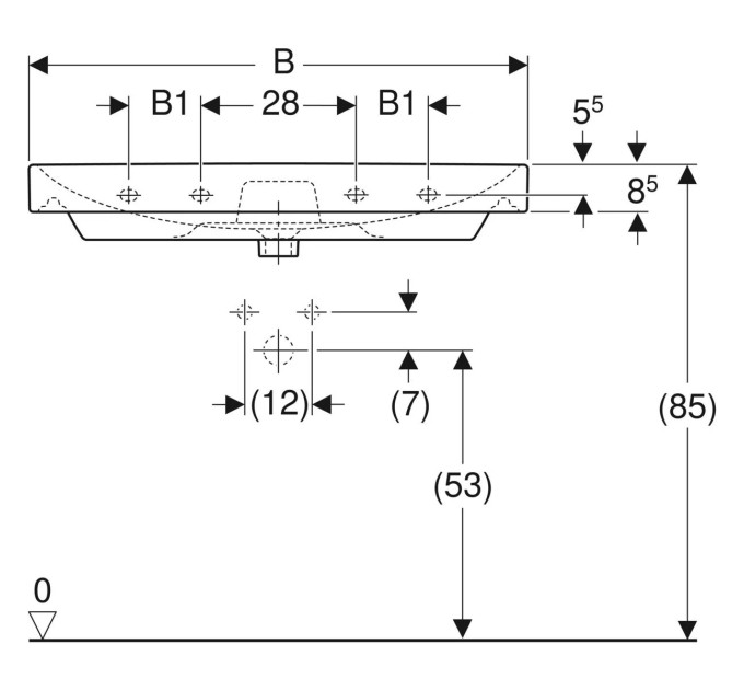 Умивальник 75 Smyle Square 500.249.01.1 Geberit