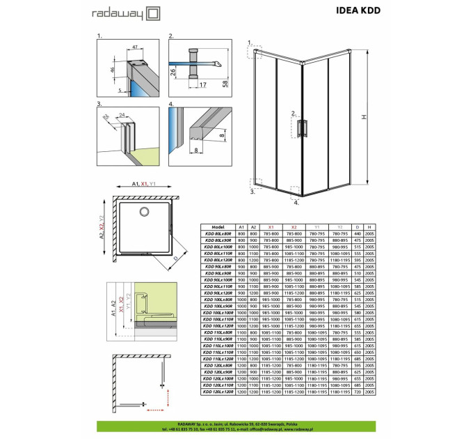 Душова кабіна (половина) Idea Gold KDD 110 R RADAWAY