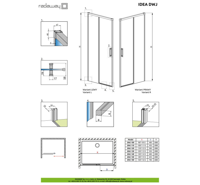 Душові двері Idea Gold DWJ 130 R RADAWAY