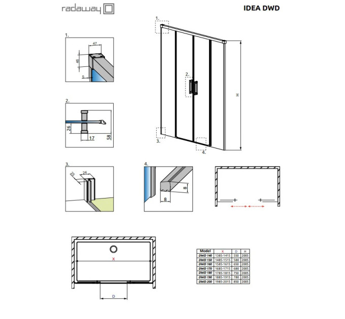 Душові двері Idea Gold DWD 170 RADAWAY