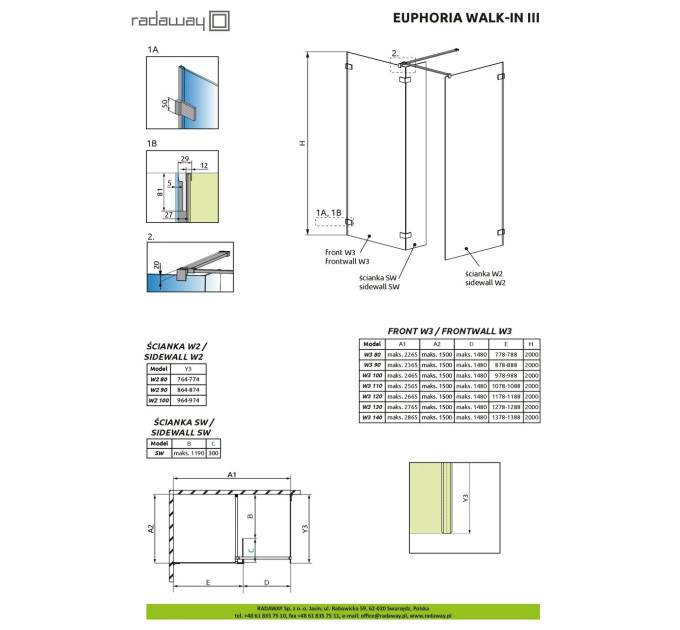 Фронтальна стінка Euphoria Walk-in III W3 120 RADAWAY