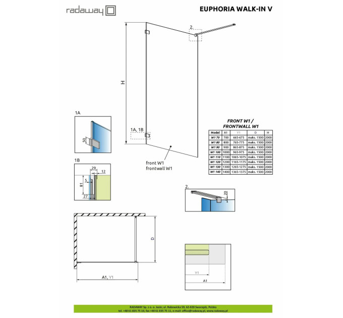 Душова стінка Euphoria Walk-in V W1 140 RADAWAY