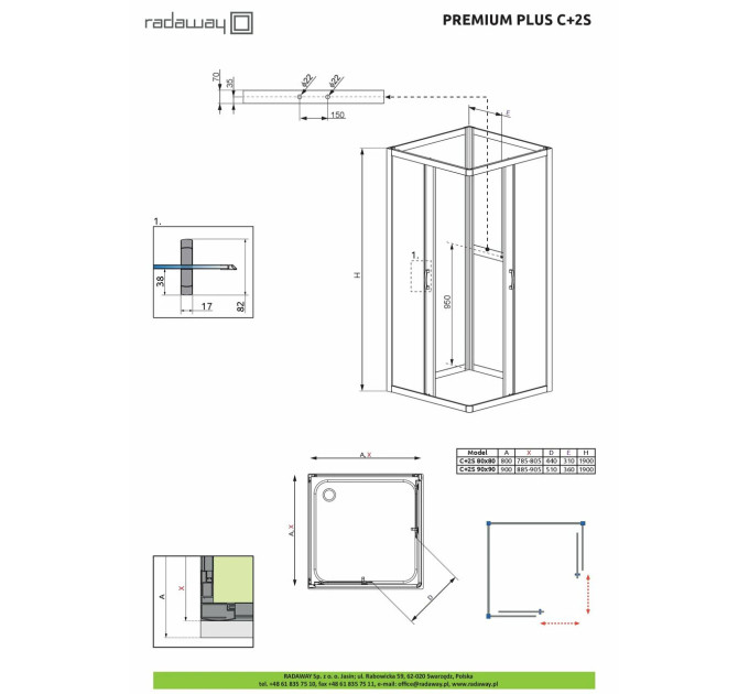 Комплект бокових стінок Premium Plus 2S 90 33433-01-06N RADAWAY