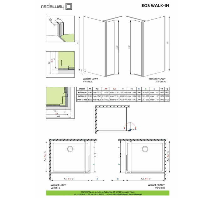 Душова кабіна Eos Walk-In 100 L RADAWAY
