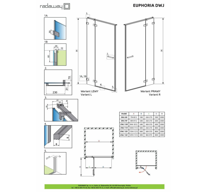 Фронтальна стінка Euphoria DWJ 443 L RADAWAY