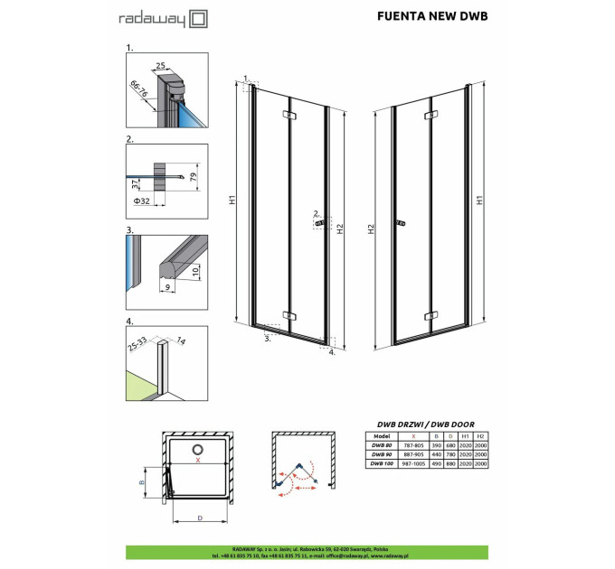 Душові двері Fuenta New DWB 80 R RADAWAY