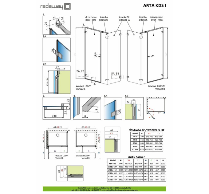 Душові двері Arta W KDS I 520 R RADAWAY
