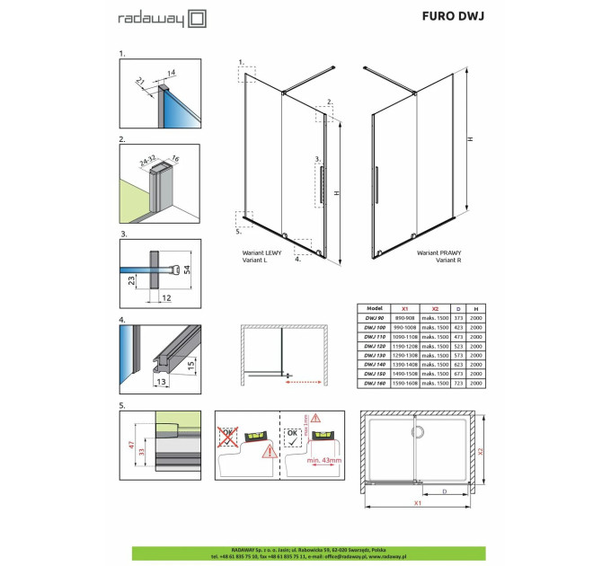 Душові двері Furo DWJ 472 L RADAWAY