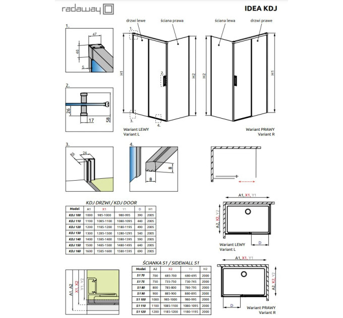 Бокова стінка Idea Gold S1 80 ліва, RADAWAY