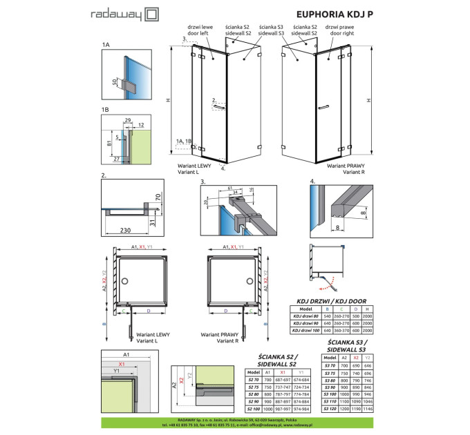 Бокова стінка Euphoria S2 70 RADAWAY