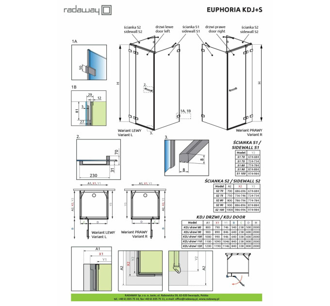 Бокова стінка Euphoria S2 70 RADAWAY