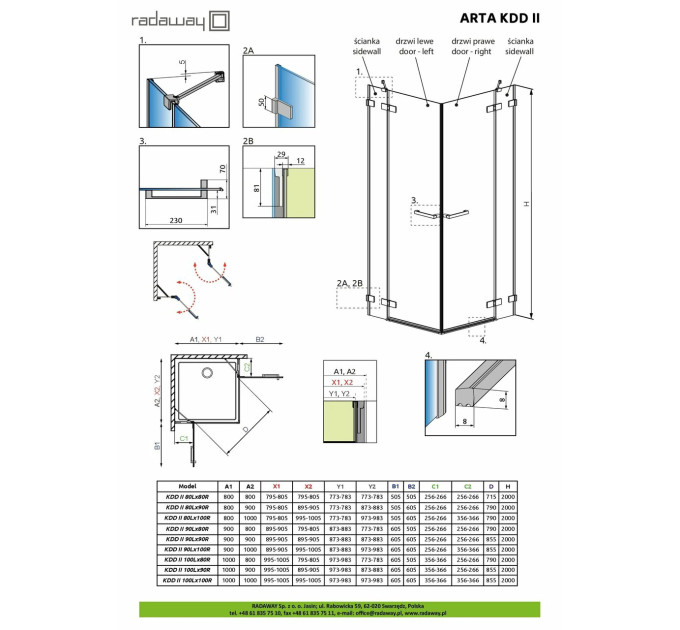 Фронтальна стінка Arta KDD II 335 L RADAWAY
