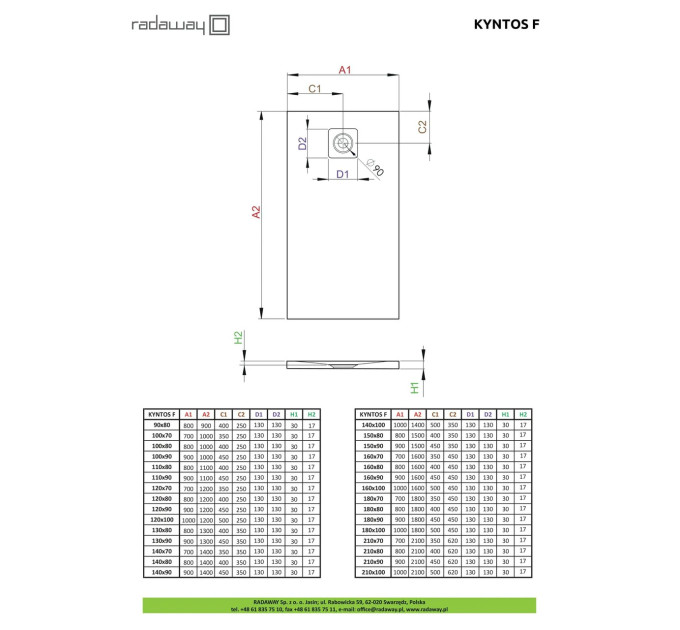 Душовий піддон Kyntos F 140x80 см white, RADAWAY