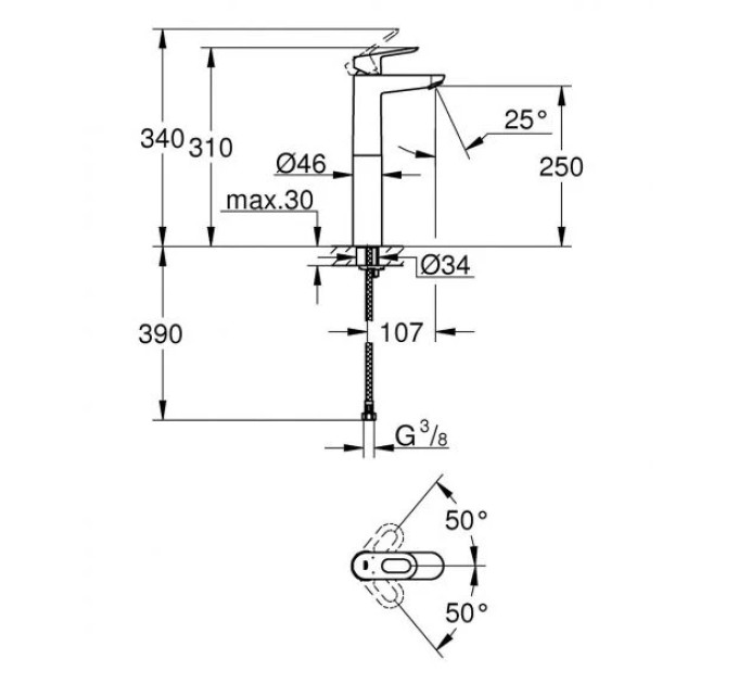 Змішувач для умивальника XL-Size BauLoop (23764000), Grohe