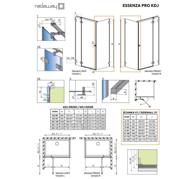 Бокова стінка Essenza Pro S1 80, RADAWAY