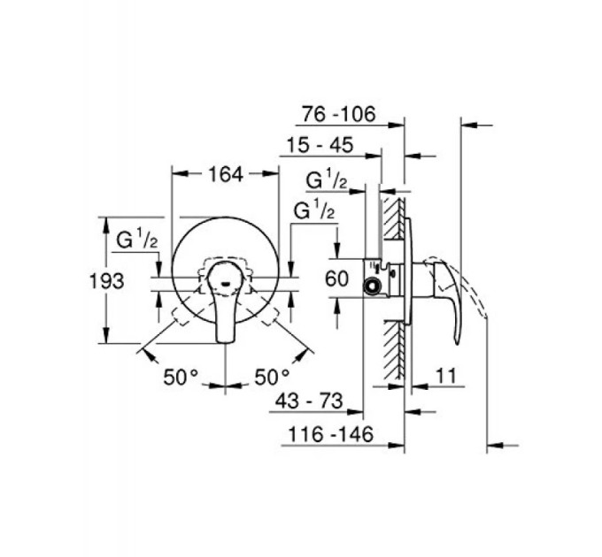 Змішувач для душу Eurosmart (33556002), Grohe