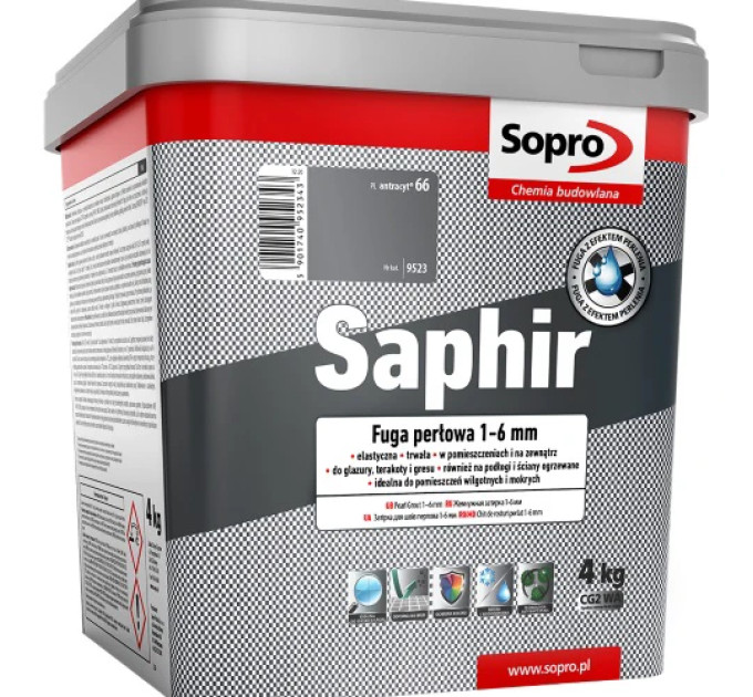 Затирка для швів Sopro Saphir 9523 антрацит №66 (4 кг)