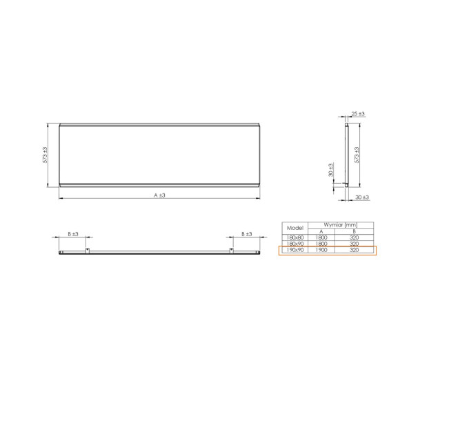 Панель до ванни фронтальна Vita 190, Roca