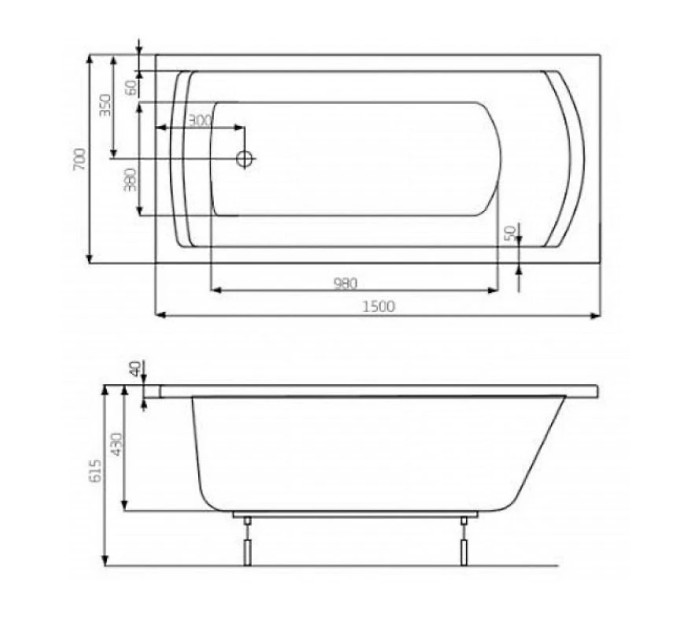 Ванна прямокутна Linea 150x70, Roca