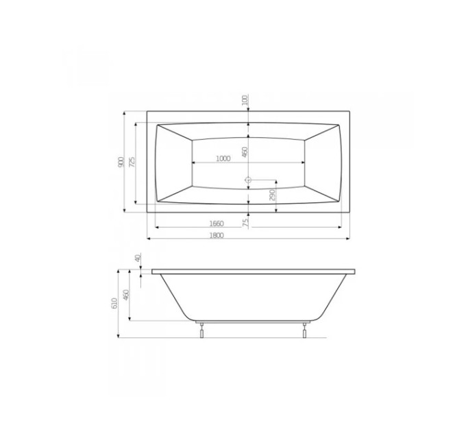 Ванна прямокутна Vita 180x90, Roca