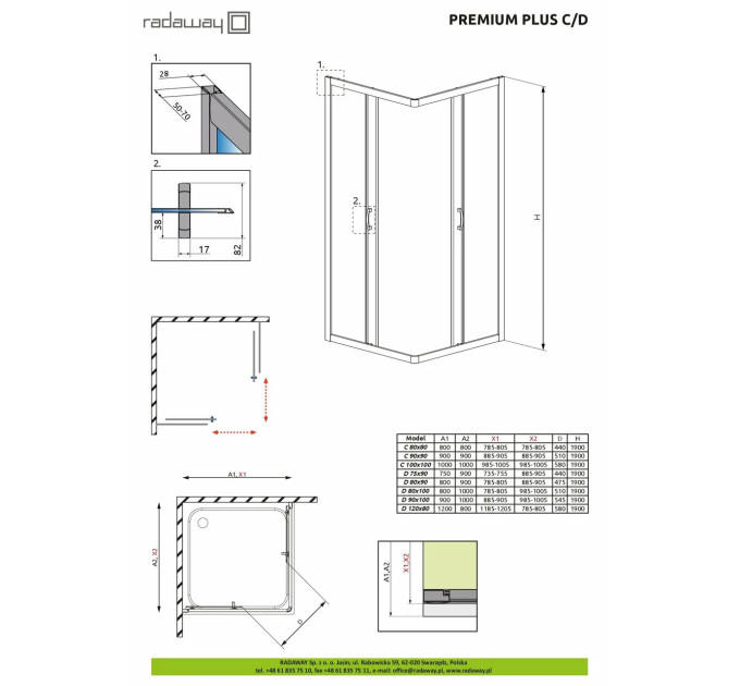 Душова кабіна Premium Plus С 90x90 30453-01-06N RADAWAY