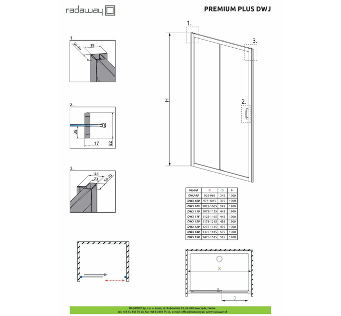 Душові двері Premium Plus DWJ 140 33323-01-06N RADAWAY