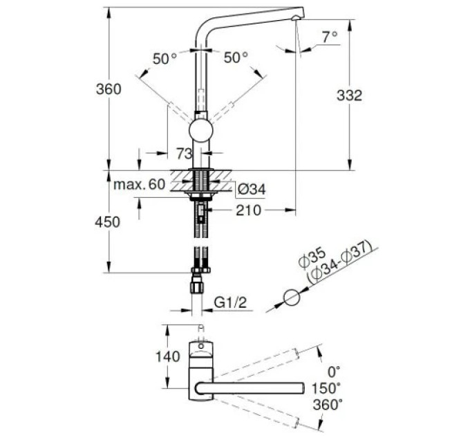 Змішувач для кухні Minta (31375000), Grohe