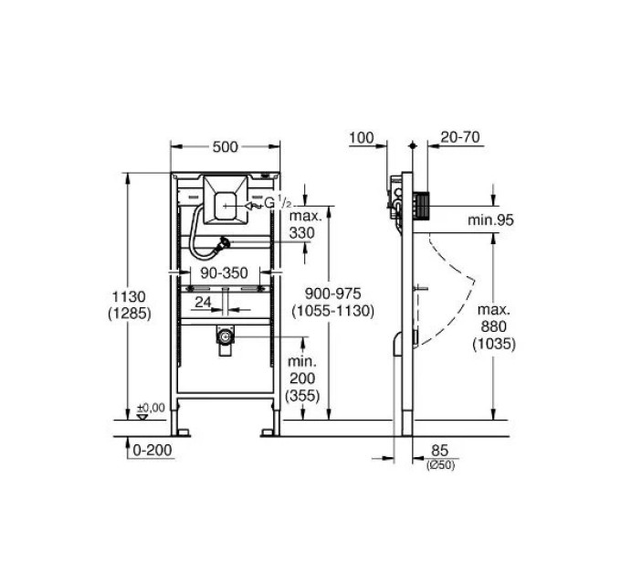 Інсталяція для пісуара Rapid SL (38786001), Grohe