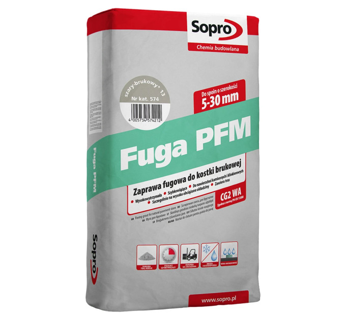 Затирка для бруківки Sopro PFM 574 сірий бруківковий №13 (25 кг)